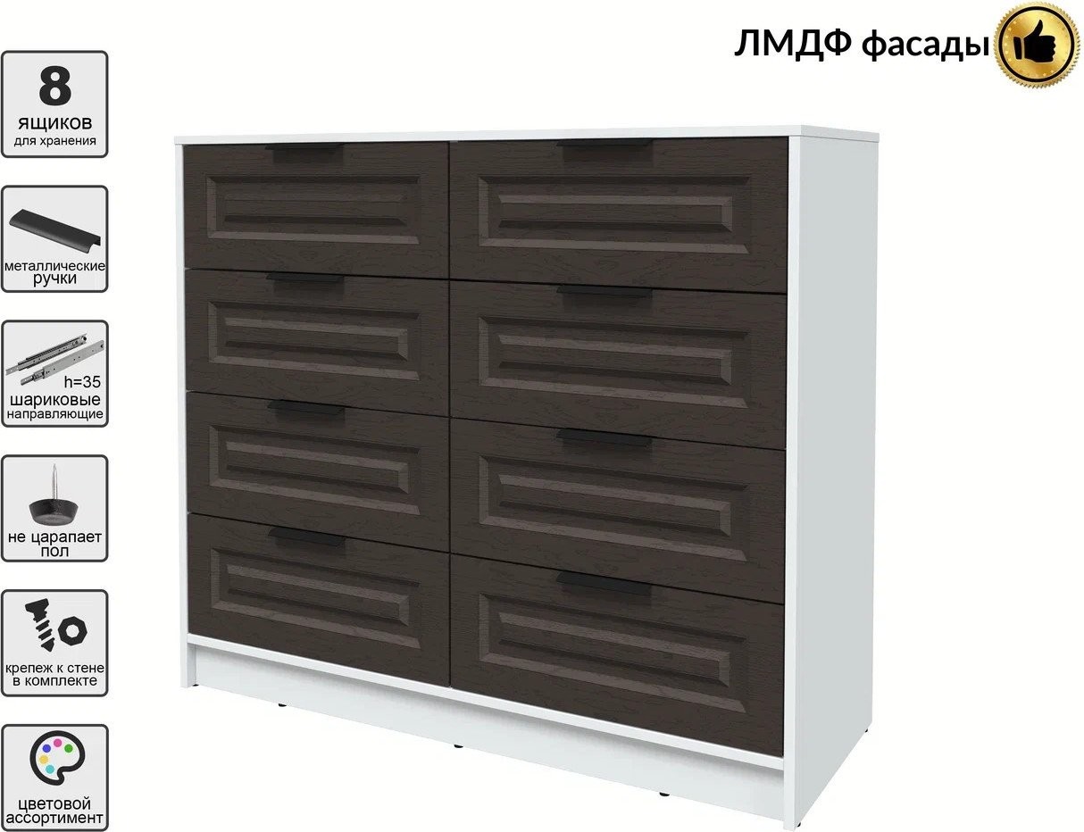Комод Интерлиния Концепт КТ-К117 Деко (белый платинум/дуб английский)