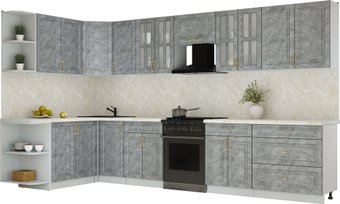 Готовая кухня Интерлиния Мила Шато 1.7x3.6 LV (керамика/керамика/опал светлый)