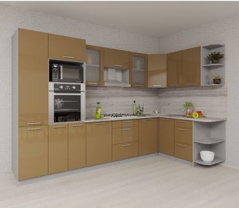 Готовая кухня Интерлиния Мила Gloss 1.68x3.2 правая (капучино)