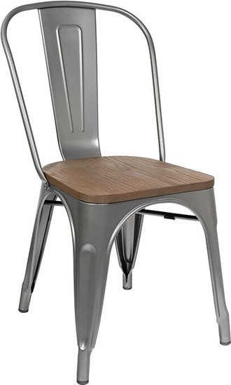 Стул Stool Group Tolix Wood YD-H440B-W YG-15 (серебристый матовый/темное дерево)