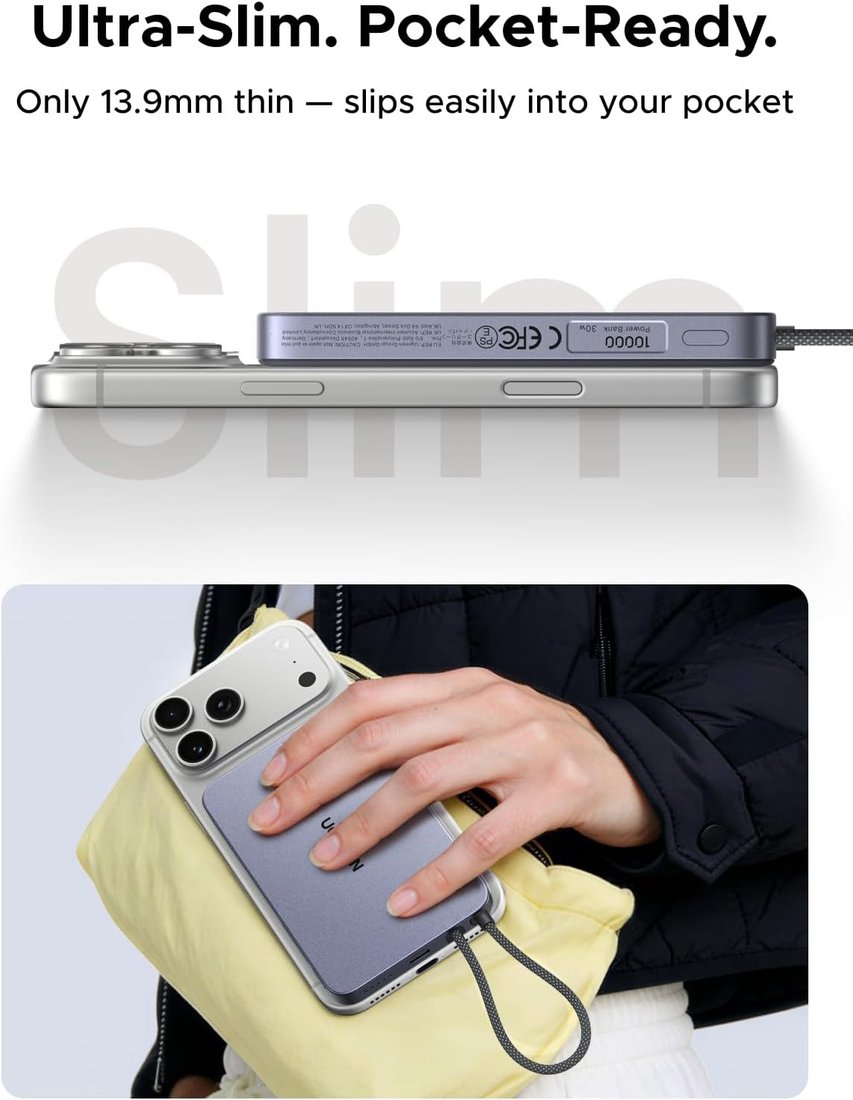Внешний аккумулятор Ugreen Magflow Air Qi2 15W PB570 75982B 10000mAh (серый)