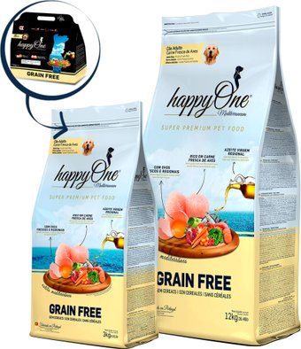 Сухой корм для собак HappyOne Mediterraneum беззерновой со свежим яйцом и свежим мясом птицы 3 кг