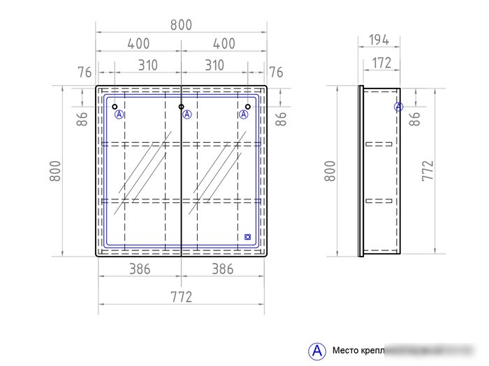 Vigo Шкаф с зеркалом Geometry 800