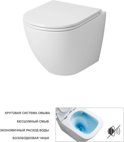 Унитаз подвесной Grossman GR-4455SQ + GROHE Rapid SL 38721001 (с сиденьем, с кнопкой)