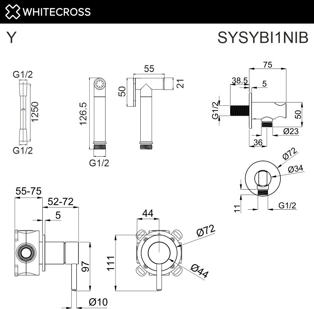 Гигиенический душ Whitecross SYSYBI1NIB (брашированный никель)