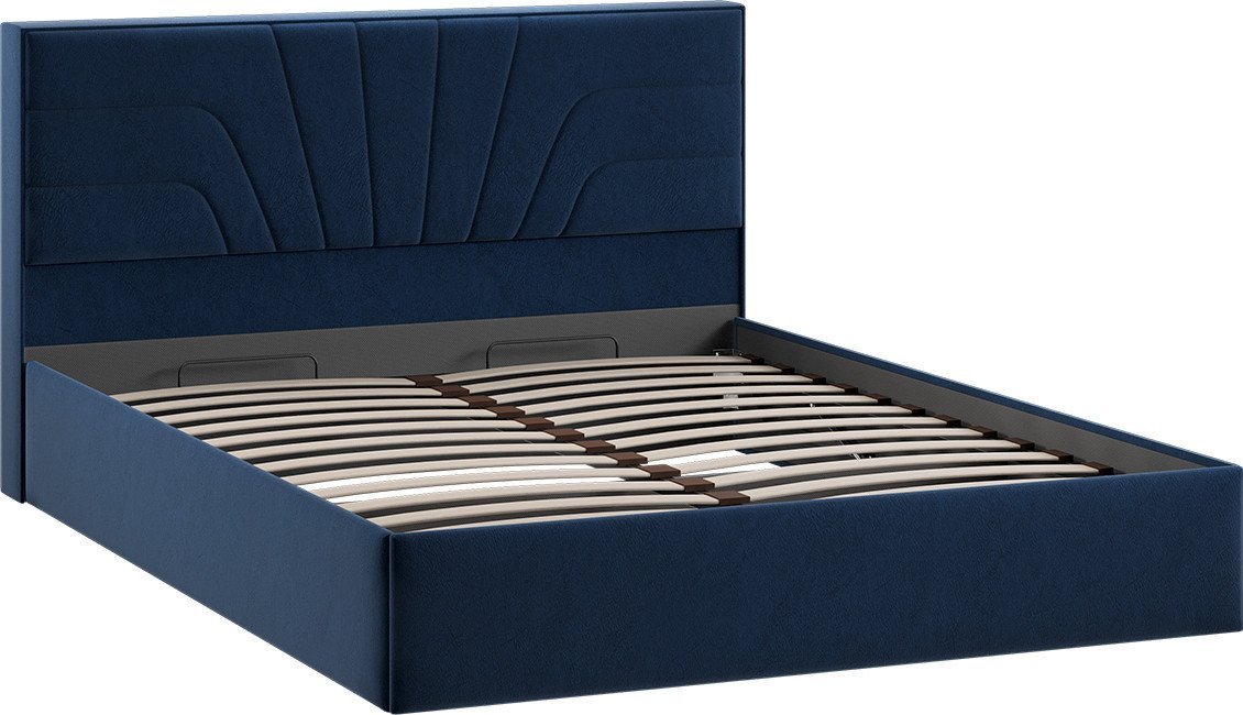 Кровать Трия Пандора с ПМ и заглушиной 160x200 Тип 1 (микровелюр Wellmart Blue)