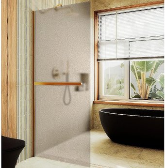 Душевая стенка MaybahGlass 99x195 MGD-1460-3ш (бронзовое матовое стекло/золото)