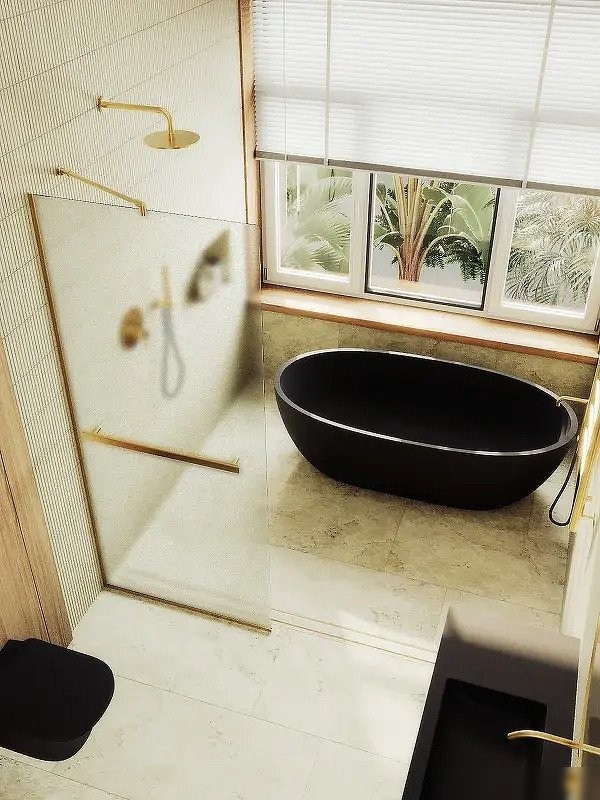 Душевая стенка MaybahGlass 99x195 MGD-1463-3у (сатин стекло/золото)