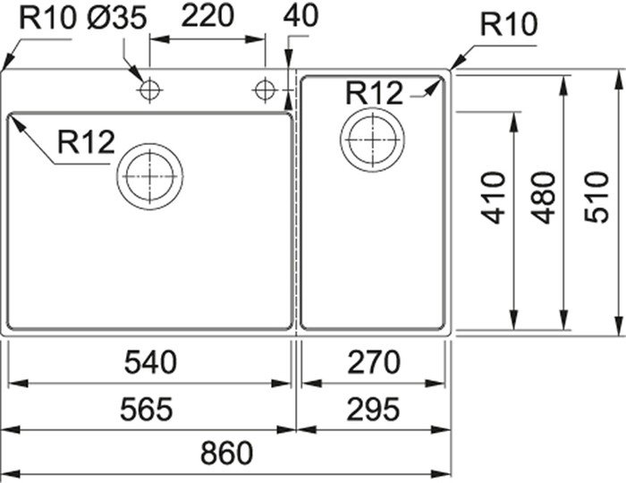 Кухонная мойка Franke Box Center BWX 220-54-27 TL 127.0538.260