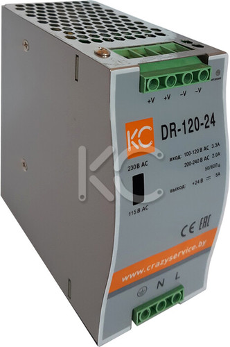Блок питания на DIN-рейку КС DR-120W-24V dr-120-24