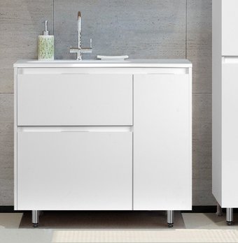 Symbolite Тумба под умывальник Барселона 90 Люкс Plus левая 2 ящика с выкатной корзиной (белый)