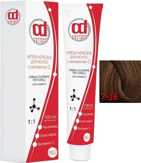 Крем-краска для волос Constant Delight Crema Colorante с витамином С 7/16 средне-русый сандре шоколад