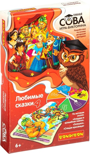 Развивающая игра Bondibon Умная сова. Любимые сказки 4 ВВ4840