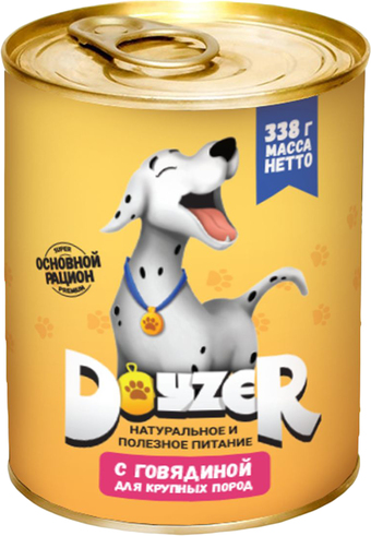 Консервированный корм для собак Doyzer с говядиной для крупных пород 338 г