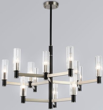 Подвесная люстра Ambrella LH55505/12 SN/BK/CL (сатин никель/черный/прозрачный)