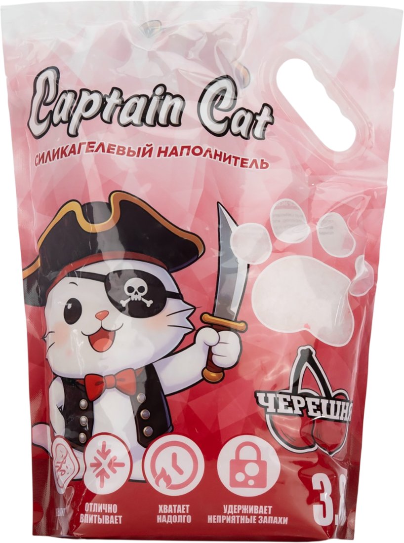 Наполнитель для туалета Captain Cat Силикагелевый (черешня, 3.8 л)