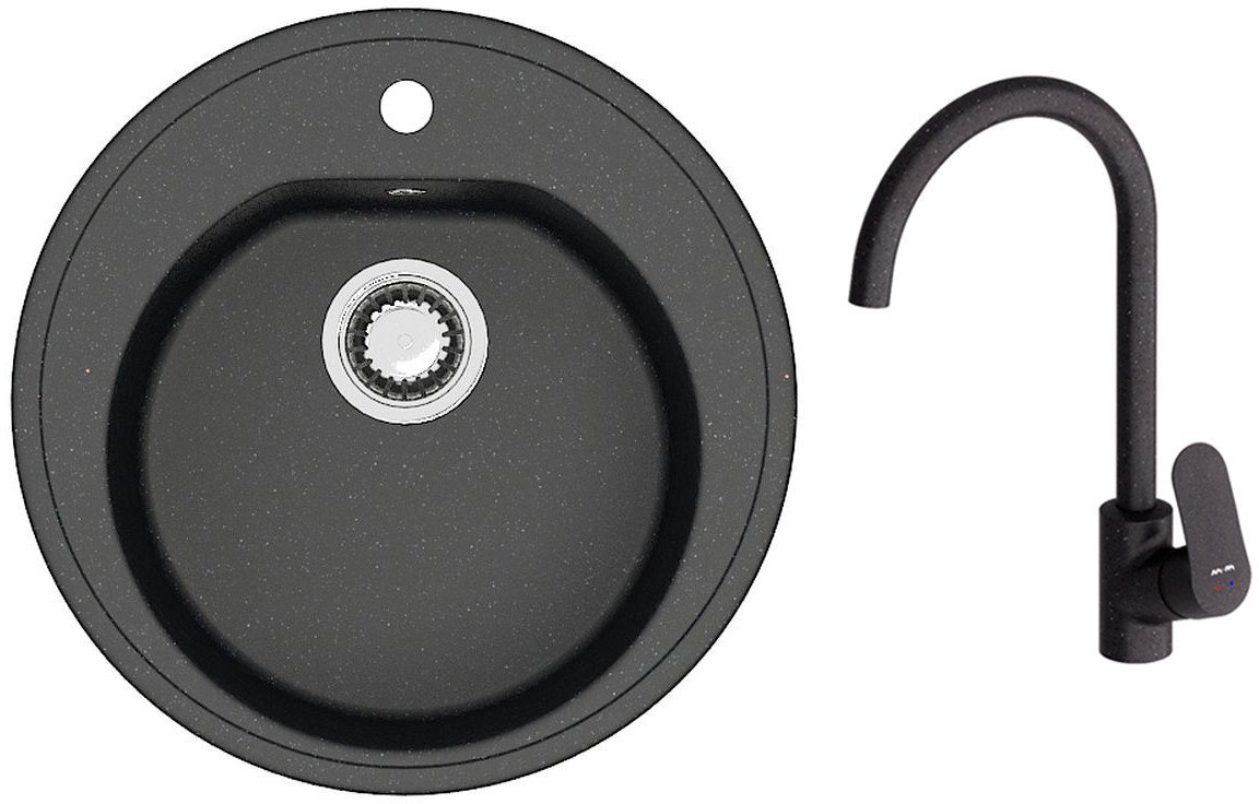 Кухонная мойка Berge BR-5200 + Like F8007122 (черный)