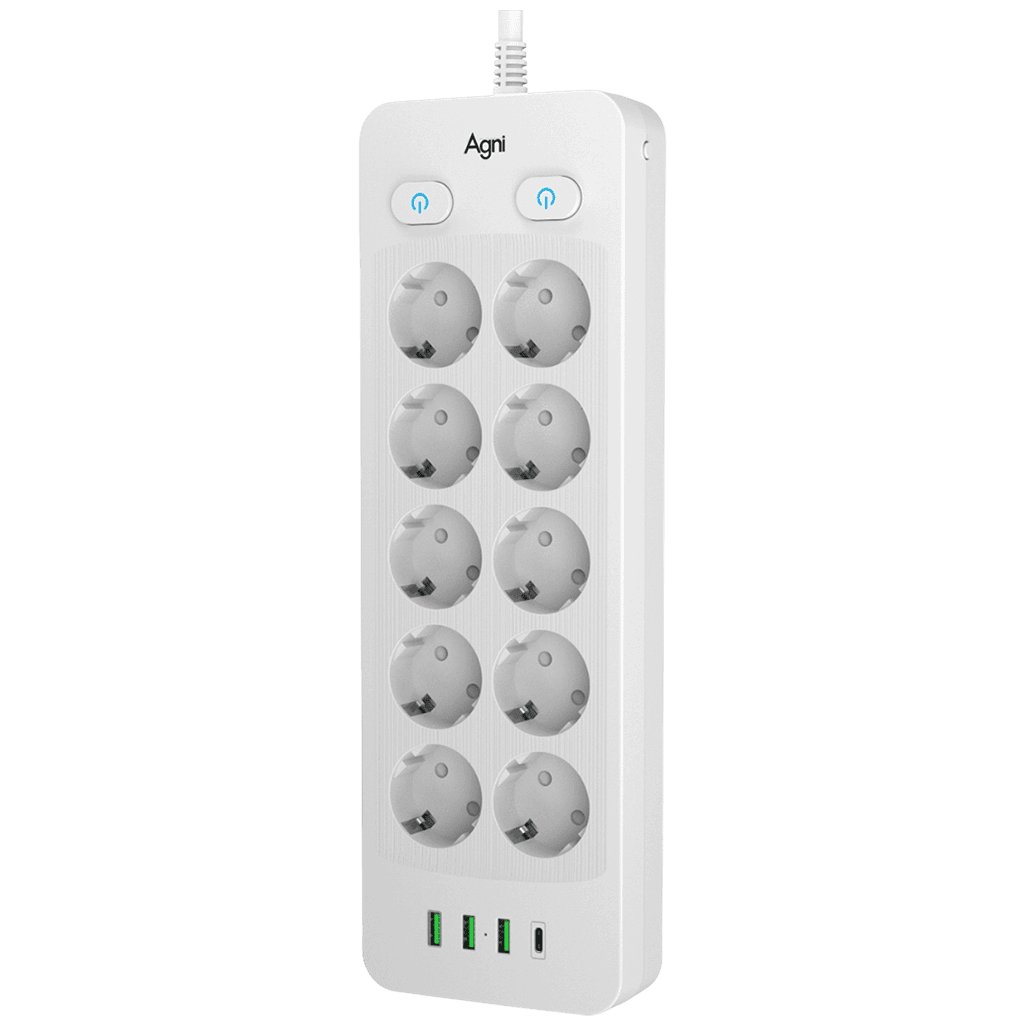 Сетевой фильтр Agni TP-FO4U10E-С-2m-white (2м, 10 розеток, белый)
