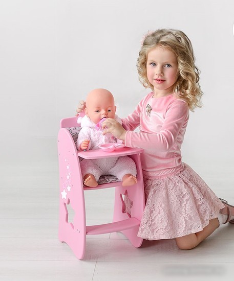 Стульчик для кукол Leader Toys Diamond Star для кормления 74319 (розовый)