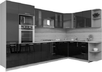 Готовая кухня Интерлиния Мила Gloss 1.88x3.4 правая (ваниль-шоколад)