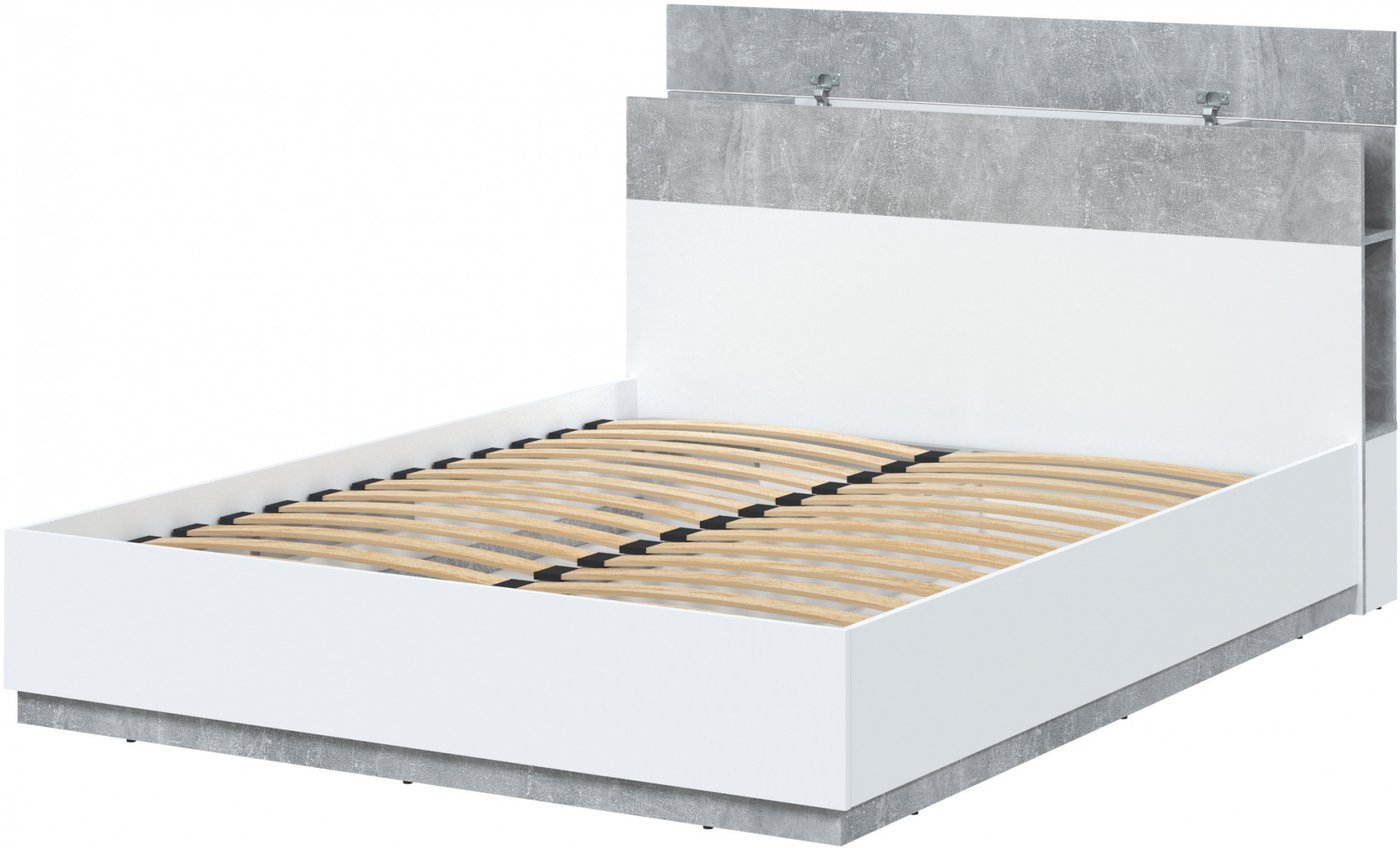 Кровать Интерлиния Quartz QZ-К160 (белый платинум/бетон)
