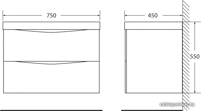 BelBagno Тумба под умывальник Marino-750-2C-SO-BL-P (bianco lucido)