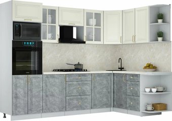 Готовая кухня Интерлиния Мила Шато 1.68x2.8 ВТ PR (белый/керамика/опал светлый)