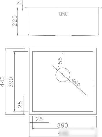 Кухонная мойка Wisent WS34444B (с сифоном GER013)