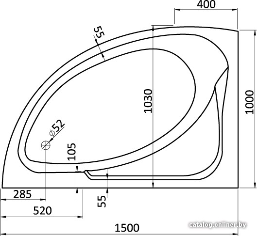Ванна Santek Гоа 150x100 L (1WH112033)