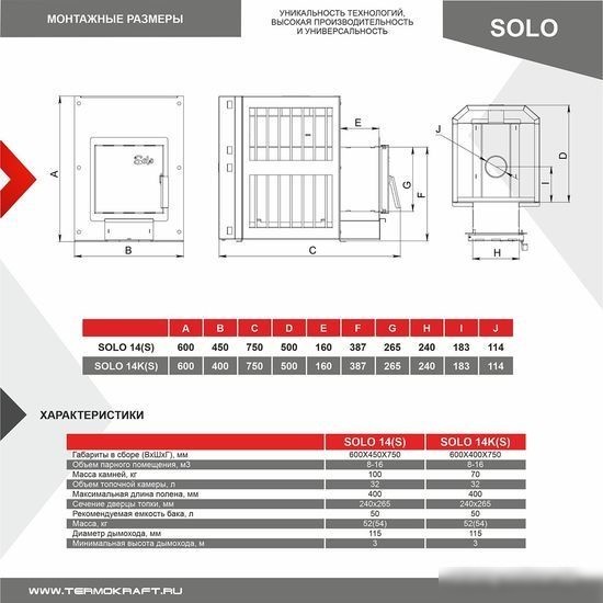 Банная печь Термокрафт Solo 14S