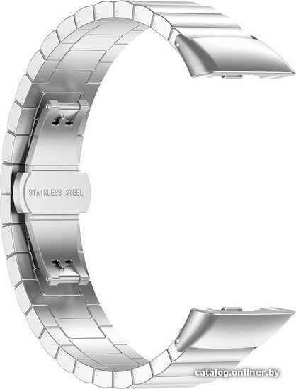 Браслет Rumi Snake металлический блочный для Huawei Band 6 / Honor Band 6 (серебристый)