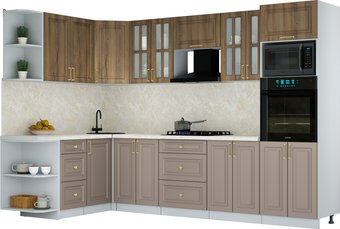 Готовая кухня Интерлиния Мила Шато 1.68x3.0 ВТ LV (дуб вотан/луна/опал светлый)