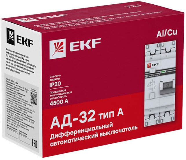 Дифференциальный автомат EKF PROxima АД-32 1P+N 25А30мА DA32-25-30-a-pro