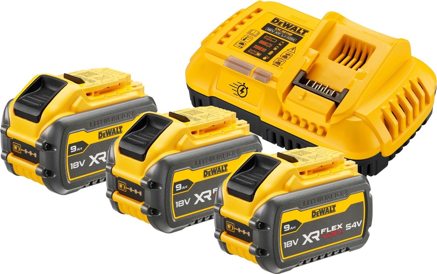 Аккумулятор DeWalt DCB118X3 (18В/3x9 Ач + 18В)