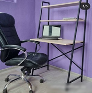 Стол Home Loft СТк 1 ЛДСП со стеллажом (ясень шимо светлый/черный металл)