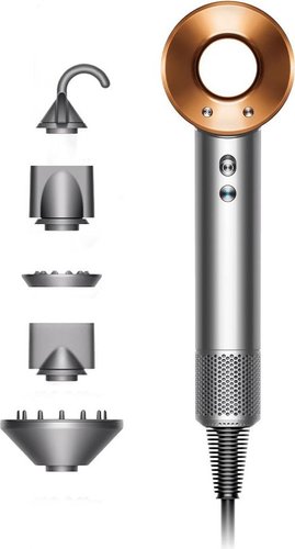 Фен Dyson HD08 Supersonic (с переходником на евровилку, никель/медный)