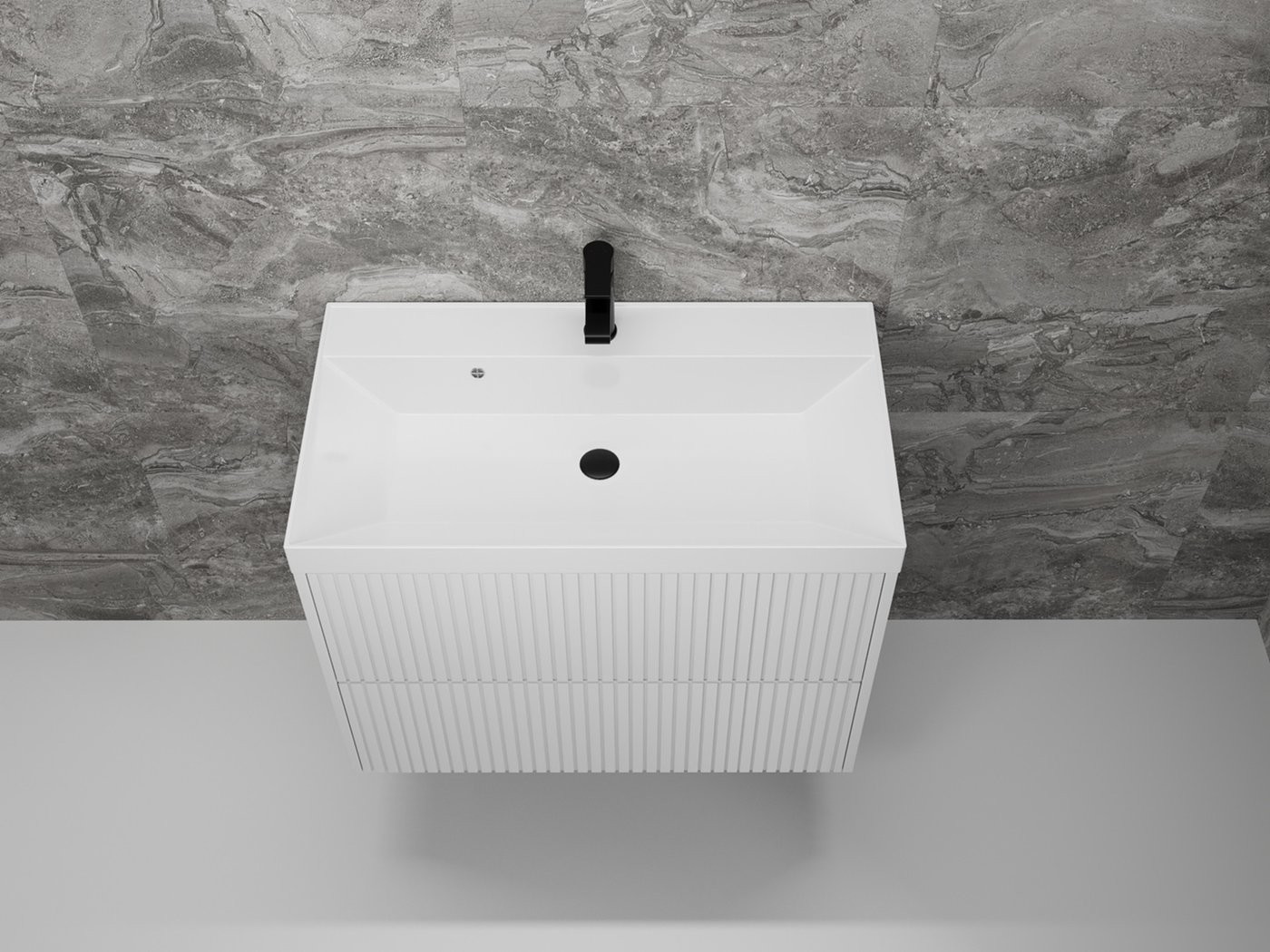 Symbolite Тумба под умывальник Стокгольм 80 Classic Push 2 ящика (подвесная, белый рифленый софт)