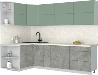 Кухонный модуль Интерлиния Мила Матте 1.5x2.7 А (мята/керамика/опал светлый)