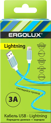 Кабель Ergolux ELX-CDC03-C06 USB Type-A - Lightning (1.2 м, синий)