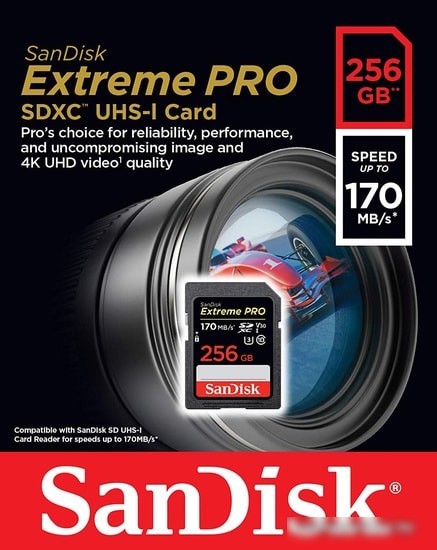 Карта памяти SanDisk Extreme PRO SDXC SDSDXXY-256G-GN4IN 256GB