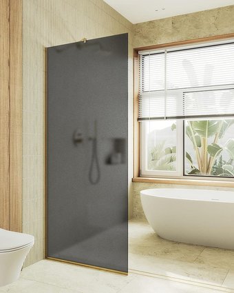 Душевая стенка MaybahGlass 99x195 MGD-1356-3у (графитовое матовое стекло/золото)