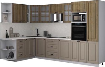 Готовая кухня Интерлиния Мила Деко 1.88x3.2 LV (луна/дуб вотан/опал светлый)