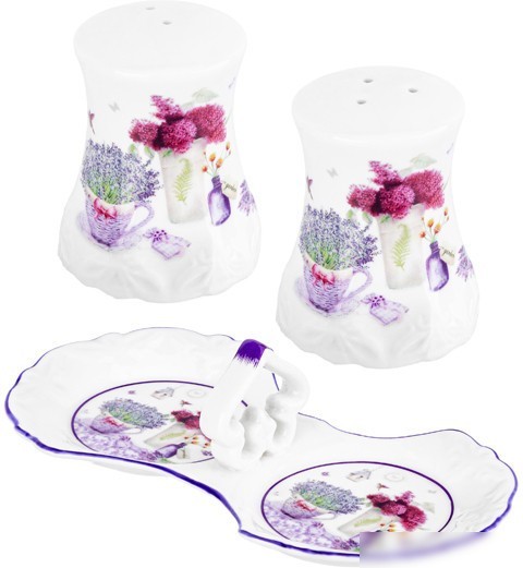 Набор для масла и уксуса с солонкой и перечницей Elan Gallery Лаванда 420605