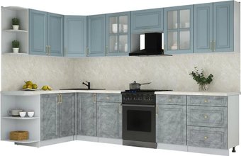 Готовая кухня Интерлиния Мила Шато 1.7x3.2 LV (океан/керамика/опал светлый)