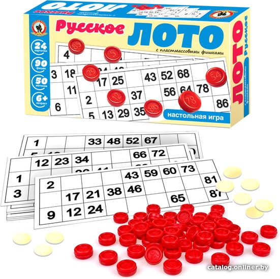 Настольная игра Русский стиль Лото русское с пластмассовыми фишками