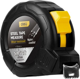 Рулетка Deli YS EDL9005PY (5мx19мм, нейлоновое покрытие, черный)