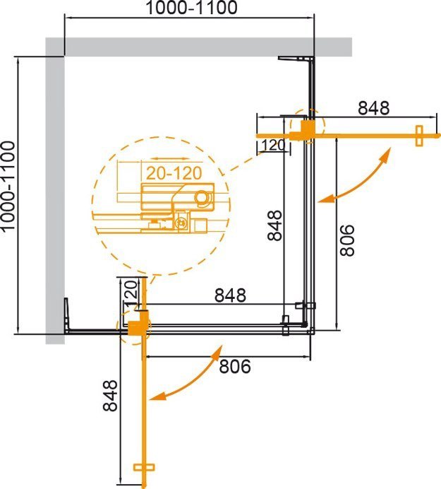 Душевой уголок Cezares SLIDER-A-2-100/110-BR-GM