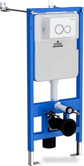 Унитаз подвесной Roxen Simple Compact в комплекте с инсталляцией StounFix Slim 6 в 1 906789 (кнопка: белый глянец)
