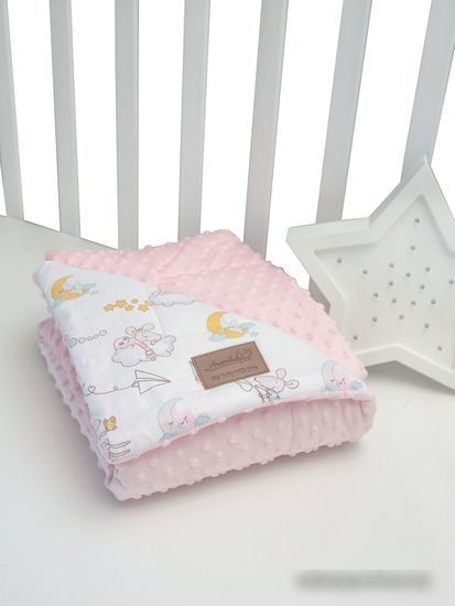 Плед Amarobaby Растем вместе Мышата в облаках 95x85 (белый)