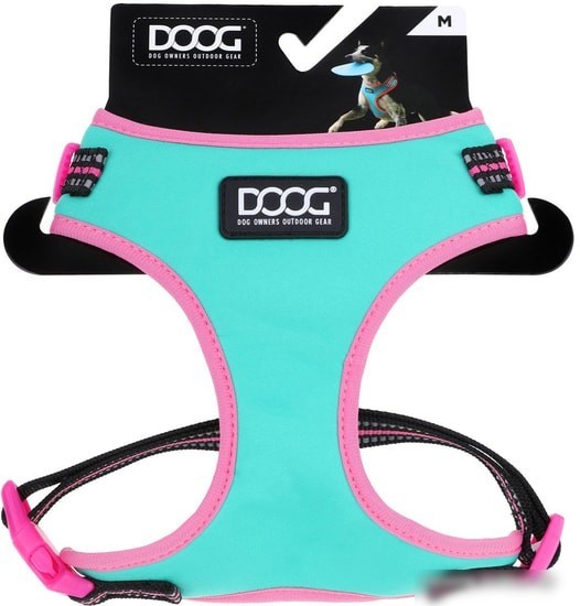 Шлея Doog Neoflex Rin Tin Tin HARTIN-XL (бирюзовый с розовым кантом)